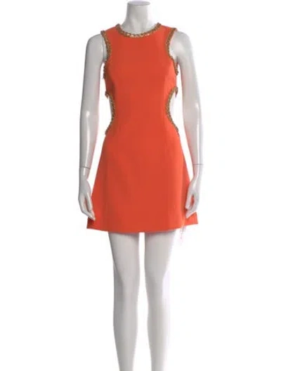 Pre-owned Rebecca Vallance Crew Neck Mini Dress In Orange