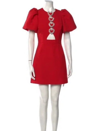 Pre-owned Rebecca Vallance Crew Neck Mini Dress In Red