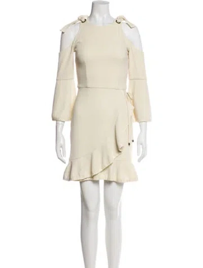 Pre-owned Rebecca Vallance Crew Neck Mini Dress In Yellow