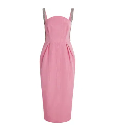 Amaro Crystal-embellished Pleated Taffeta Midi Dress In Pink from Rebecca Vallance