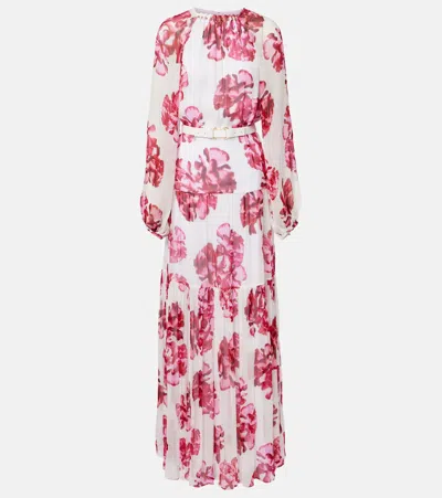 Rebecca Vallance Damask Floral Georgette Maxi Dress In Pink