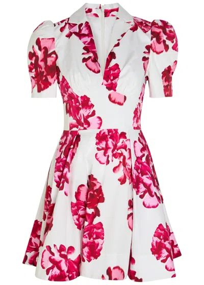 Rebecca Vallance Damask Floral-print Stretch-cotton Mini Dress In Multi