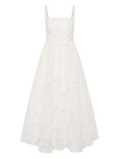 Rebecca Vallance Deliah Floral-embroidered Midi Dress In White