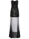 Rebecca Vallance Diana Sequined Mesh-trimmed Gown In Black