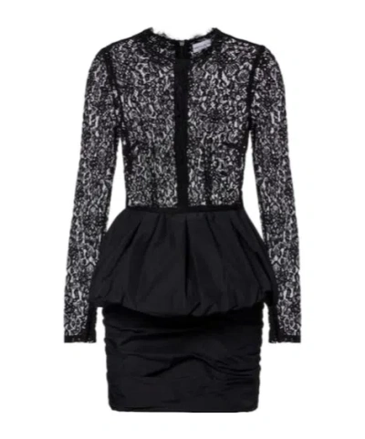 Rebecca Vallance Dixie Peplum Lace And Taffeta Minidress In Black