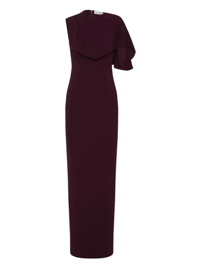 Rebecca Vallance Draped Cape Gown In Burgundy