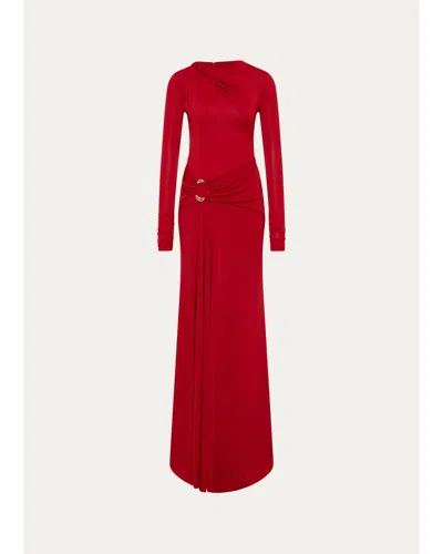 Rebecca Vallance Draped Jersey Maxi Dress In Red