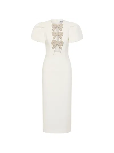 Rebecca Vallance Dreamer Cutout Bow-front Crepe Midi Dress In Orange
