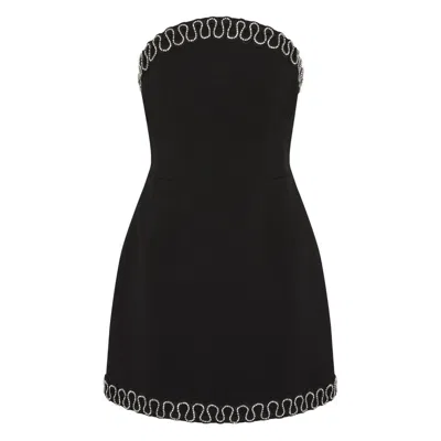 Rebecca Vallance Nyx Strapless Crystal-embellished Crepe Mini Dress In Black