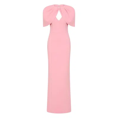 Rebecca Vallance Xena Petal-sleeve Keyhole Gown In Pink