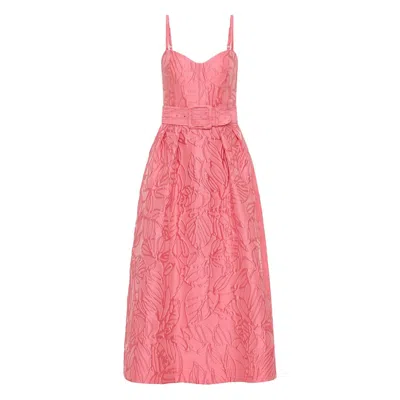 Rebecca Vallance Midi Dress With Floral Embossing In Pink