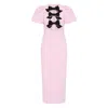 Rebecca Vallance Nemy Bow-embellished Crepe Midi Dress In Pink