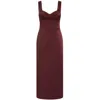 Rebecca Vallance Bonded Satin Merlot Midi Dress