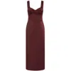 Rebecca Vallance Bonded Satin Merlot Midi Dress