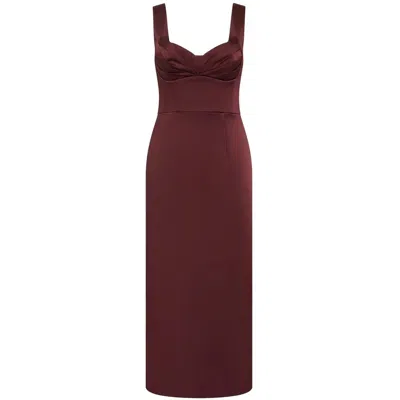 Rebecca Vallance Merlot Strap Midi Dress In Burgundy