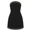 Rebecca Vallance Nyx Strapless Crystal-embellished Crepe Mini Dress In Black