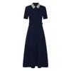 Rebecca Vallance Embellished-collar Belted Dress In Blue