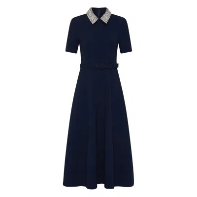 Rebecca Vallance Xena Crystal-embellished Crepe Midi Dress In Blue