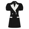 Rebecca Vallance Womens Black And White Emma Puffed-sleeves Stretch-woven Mini Dress In Black
