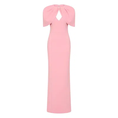 Rebecca Vallance Xena Petal-sleeve Keyhole Gown In Pink