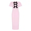 Rebecca Vallance Nemy Bow-embellished Crepe Midi Dress In Pink
