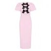 Rebecca Vallance Nemy Bow-embellished Crepe Midi Dress In Pink