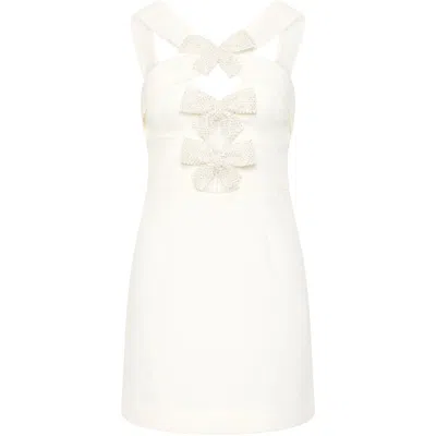 Rebecca Vallance Bonded Crepe Hermione Mini Dress In White