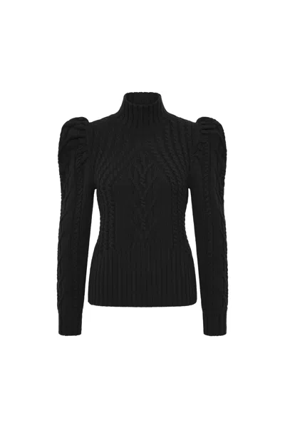Rebecca Vallance Ebba Cable-knit Turtleneck Sweater In Black