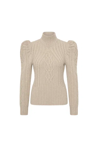 Rebecca Vallance Puffed-sleeve Knitted Jumper In Neutral