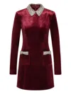 Rebecca Vallance Edwiena Embellished Velvet Minidress In Red
