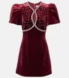 Rebecca Vallance Edwiena Embellished Velvet Minidress In Burgundy