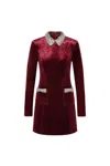 Rebecca Vallance Edwiena Embellished Velvet Minidress In Burgundy