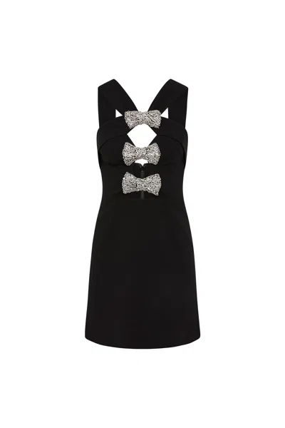 Rebecca Vallance Eliana Bow Mini Dress In Black