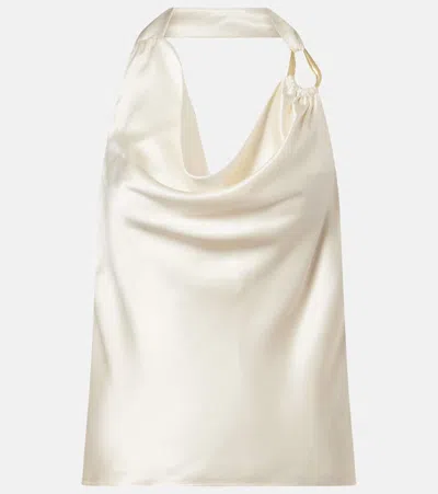Rebecca Vallance Elise Halterneck Silk Satin Top In Neutral