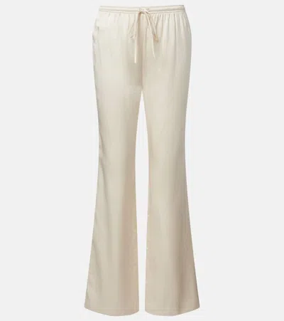 Rebecca Vallance Elise Silk Satin Flared Pants In White