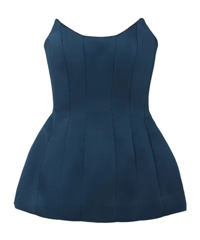 Rebecca Vallance Elivera Paneled Strapless Satin Top In Blue