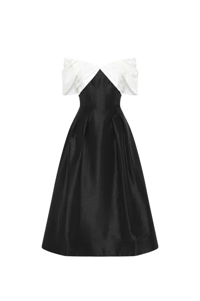 REBECCA VALLANCE ELIZA OFF THE SHOULDER MIDI DRESS