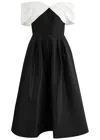 Rebecca Vallance Eliza Off-the-shoulder Taffeta Midi Dress In Black