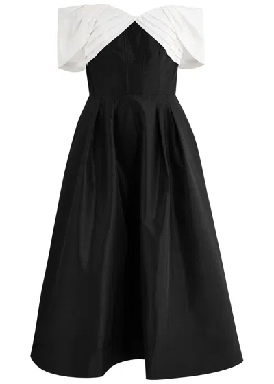 Rebecca Vallance Eliza Off-the-shoulder Taffeta Midi Dress In Black