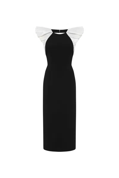 Rebecca Vallance Eliza Puff Sleeve Midi Dress In Black
