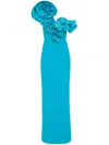 Rebecca Vallance Ella Ruffled One-shoulder Gown In Blue