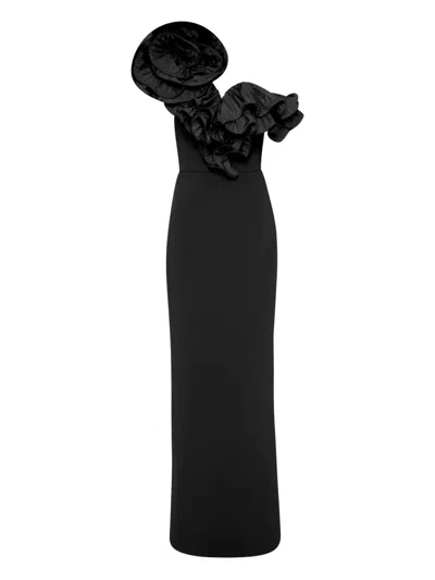 Rebecca Vallance Ella One-shoulder-abendkleid Mit Rüschendetail In Black