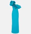 Rebecca Vallance Ella Ruffled One-shoulder Gown In Blue