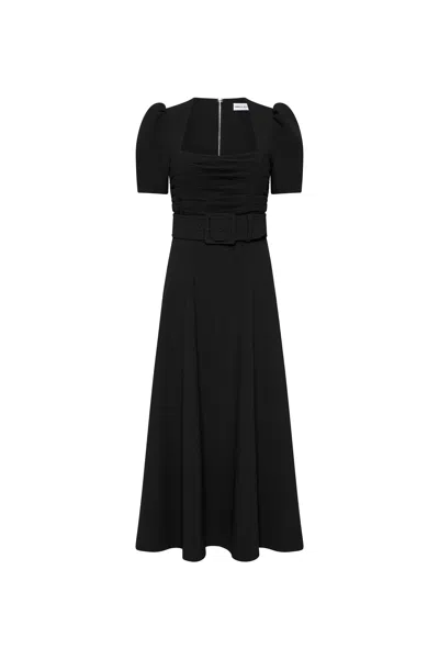 Rebecca Vallance Ella Short Sleeve Midi Dress In Black