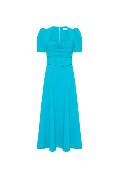 Rebecca Vallance Ella Short Sleeve Midi Dress In Blue