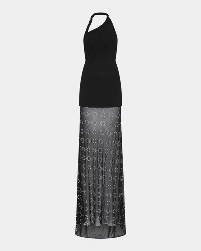 Rebecca Vallance Ellasandra Halter Gown In Black