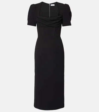 Rebecca Vallance Elora Balloon-sleeve Midi Dress In Black