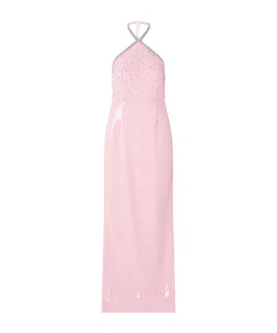 Rebecca Vallance Lydia Embellished Chiffon Halterneck Gown In Brown