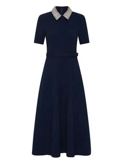 Rebecca Vallance Embellished-collar Belted Dress In Black