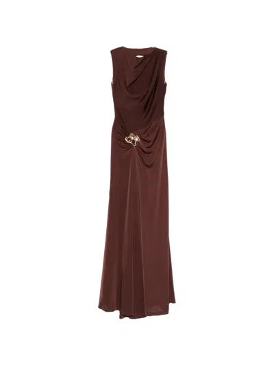 Rebecca Vallance Embellished Draped Maxi Dress In Brown